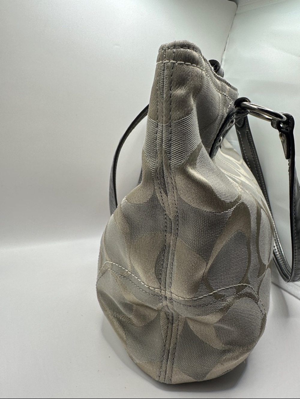 Coach Poppy Hallie Silver Signature Canvas Shoulder Bag - Picture 7 of 12